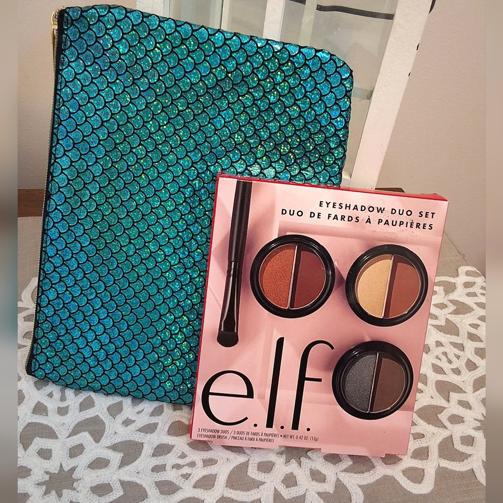 💙FINAL PRICE💙E.L.F, NWT, Eyeshadow Duo Set, & NEW Mermaid Cosmetic Bag